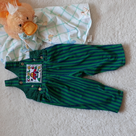 Vintage Overalls Green Striped Size 12M - Picture 11 of 11